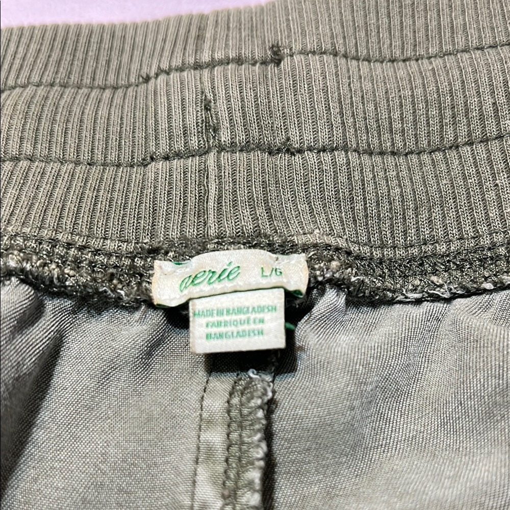 Aerie Womens Large Ribbed Woven Jogger Track Pants Green Lyocell Comfy EUC - Picture 4 of 7